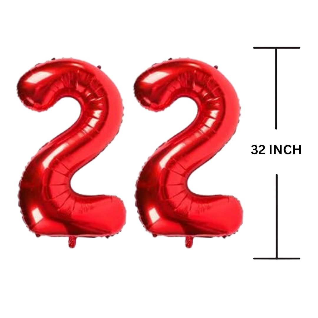 32 Inches RED Number Balloon Air or Helium Compactable Balloon for Party Decoration, Birthday, Anniversary