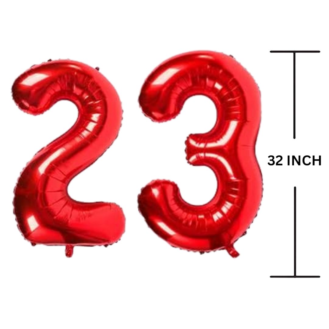 32 Inches RED Number Balloon Air or Helium Compactable Balloon for Party Decoration, Birthday, Anniversary