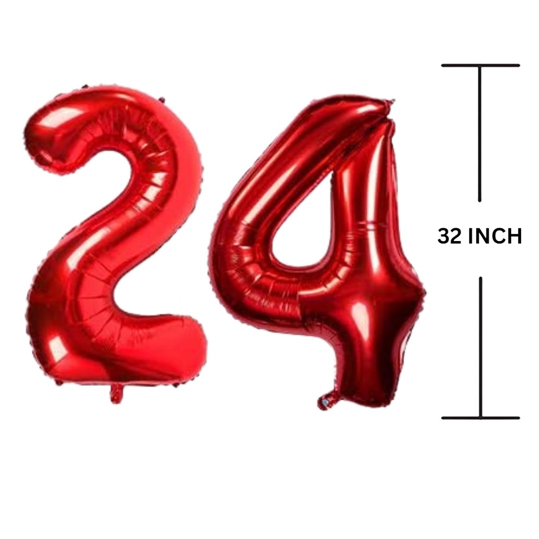 32 Inches RED Number Balloon Air or Helium Compactable Balloon for Party Decoration, Birthday, Anniversary