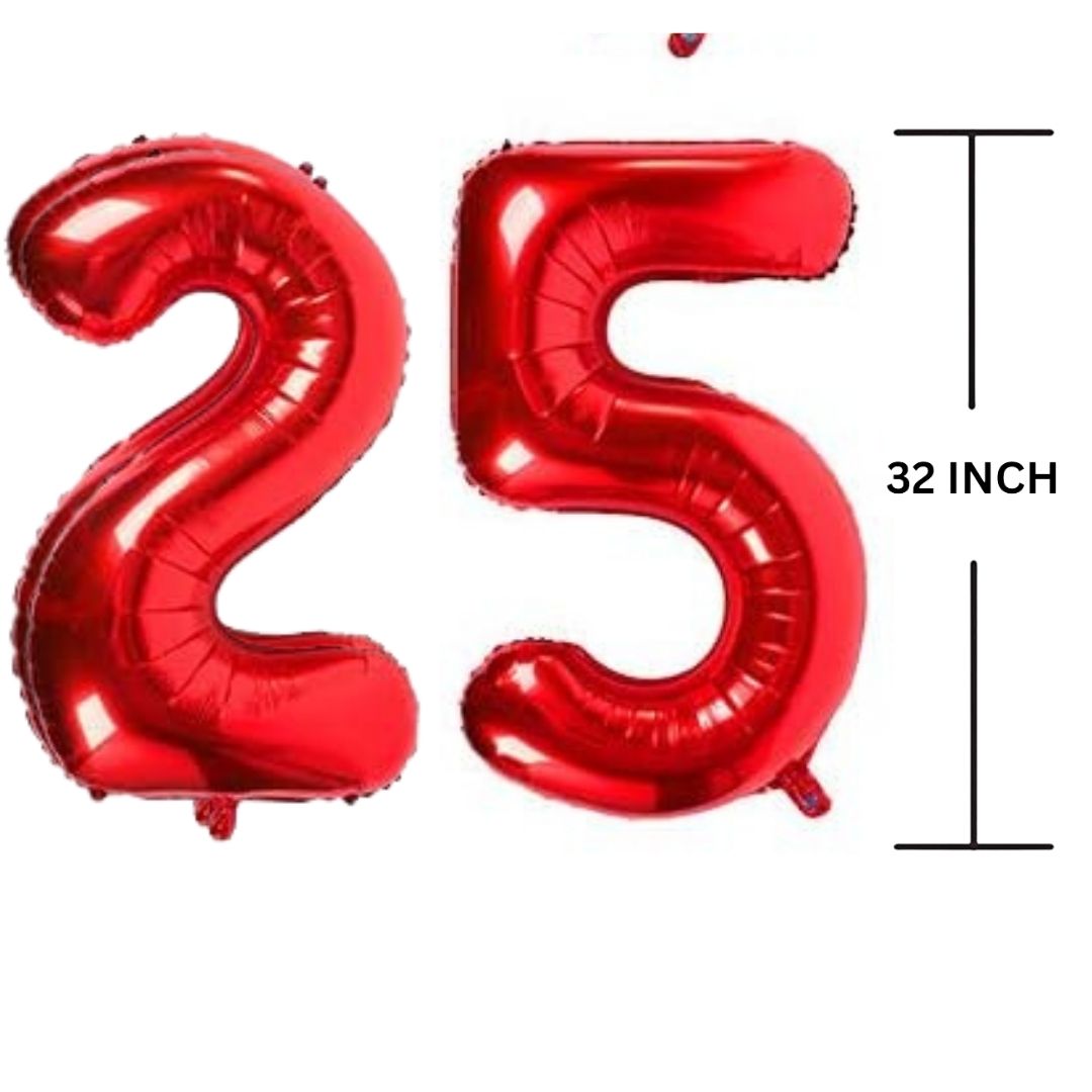 32 Inches RED Number Balloon Air or Helium Compactable Balloon for Party Decoration, Birthday, Anniversary