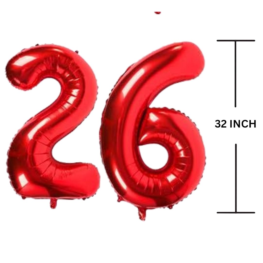 32 Inches RED Number Balloon Air or Helium Compactable Balloon for Party Decoration, Birthday, Anniversary