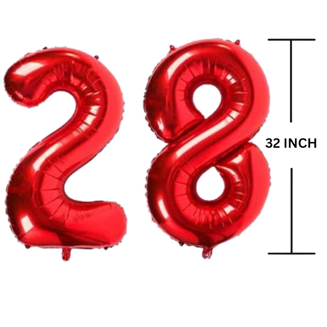 32 Inches RED Number Balloon Air or Helium Compactable Balloon for Party Decoration, Birthday, Anniversary