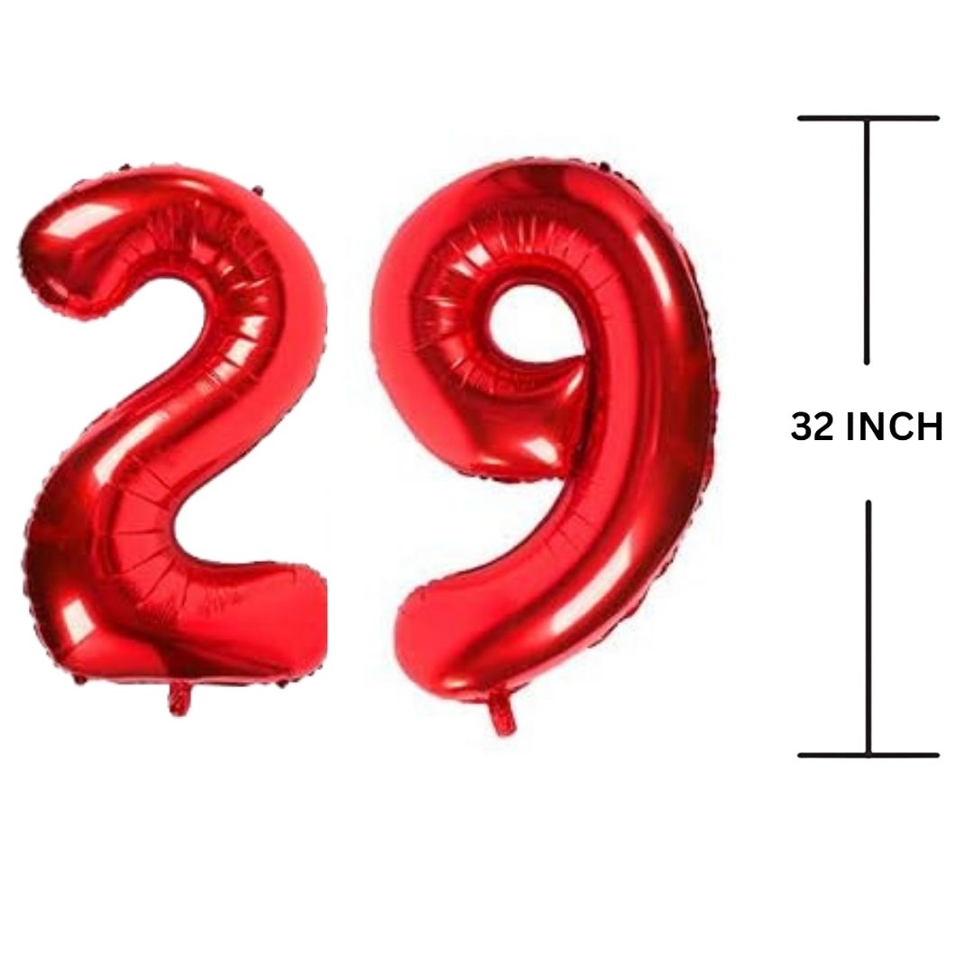 32 Inches RED Number Balloon Air or Helium Compactable Balloon for Party Decoration, Birthday, Anniversary