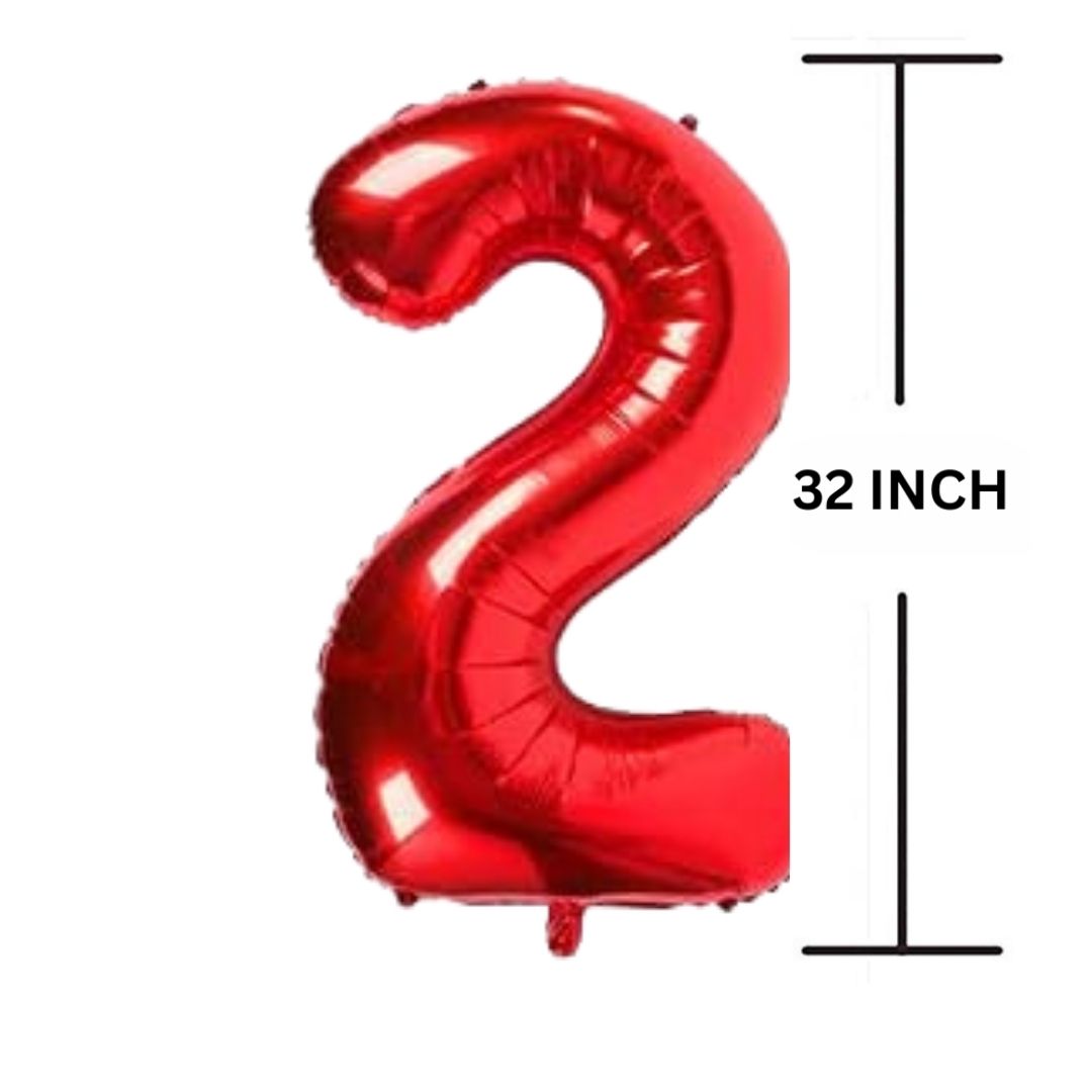 32 Inches RED Number Balloon Air or Helium Compactable Balloon for Party Decoration, Birthday, Anniversary