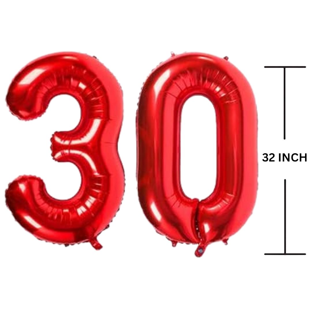 32 Inches RED Number Balloon Air or Helium Compactable Balloon for Party Decoration, Birthday, Anniversary