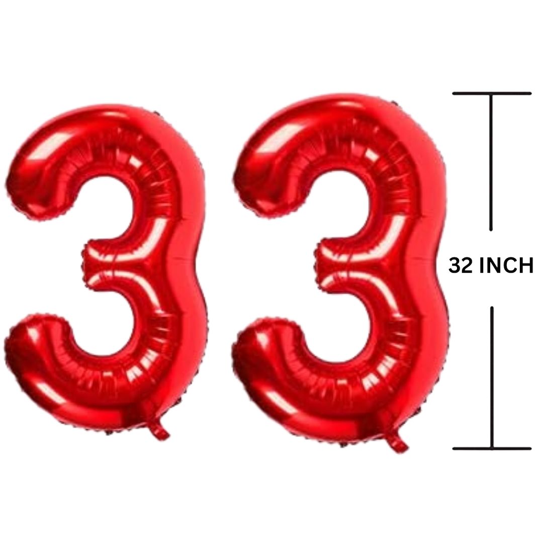 32 Inches RED Number Balloon Air or Helium Compactable Balloon for Party Decoration, Birthday, Anniversary