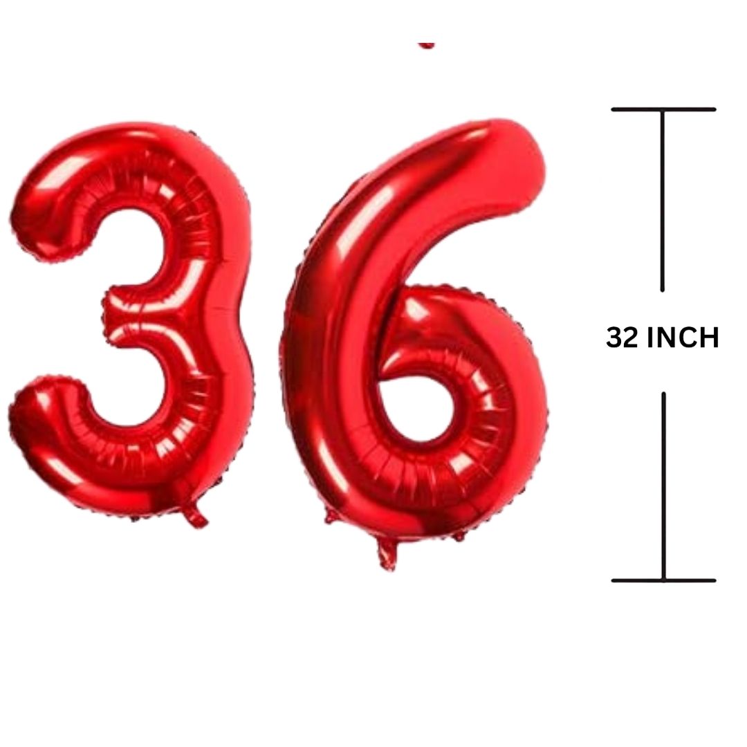 32 Inches RED Number Balloon Air or Helium Compactable Balloon for Party Decoration, Birthday, Anniversary