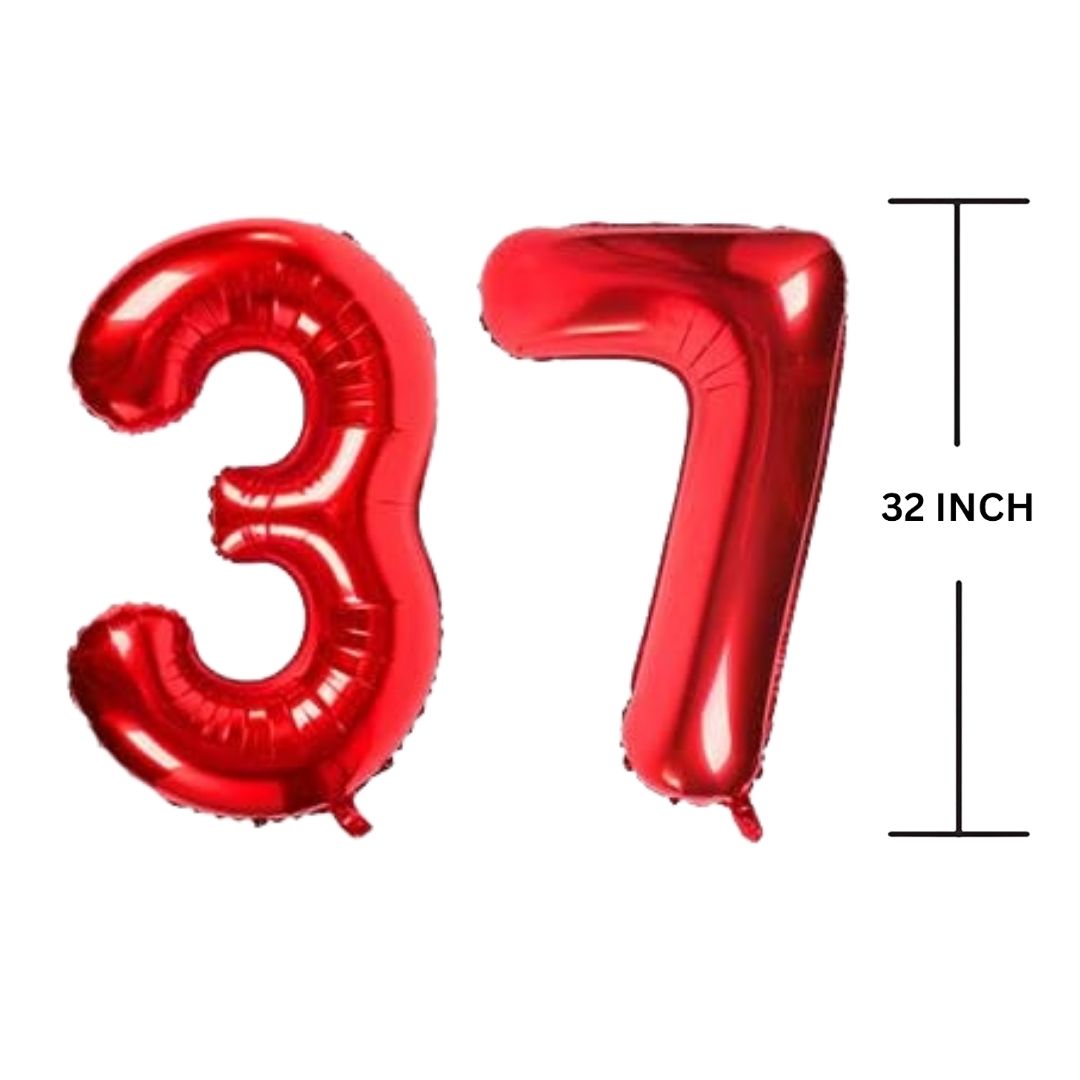 32 Inches RED Number Balloon Air or Helium Compactable Balloon for Party Decoration, Birthday, Anniversary