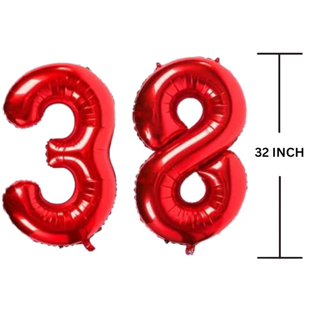 32 Inches RED Number Balloon Air or Helium Compactable Balloon for Party Decoration, Birthday, Anniversary