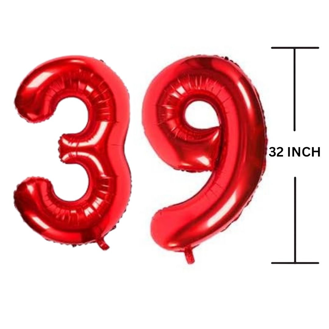 32 Inches RED Number Balloon Air or Helium Compactable Balloon for Party Decoration, Birthday, Anniversary