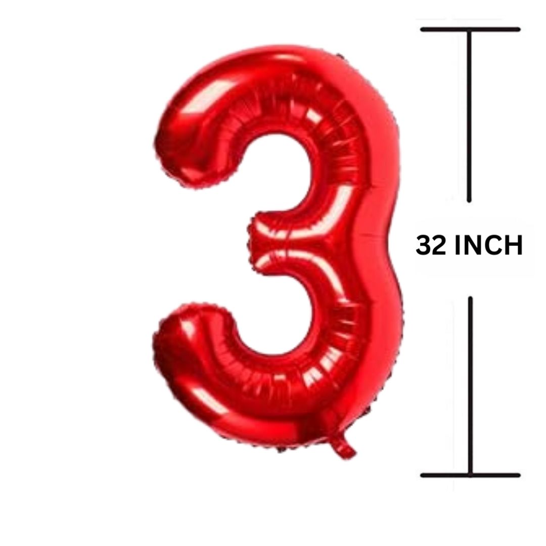 32 Inches RED Number Balloon Air or Helium Compactable Balloon for Party Decoration, Birthday, Anniversary