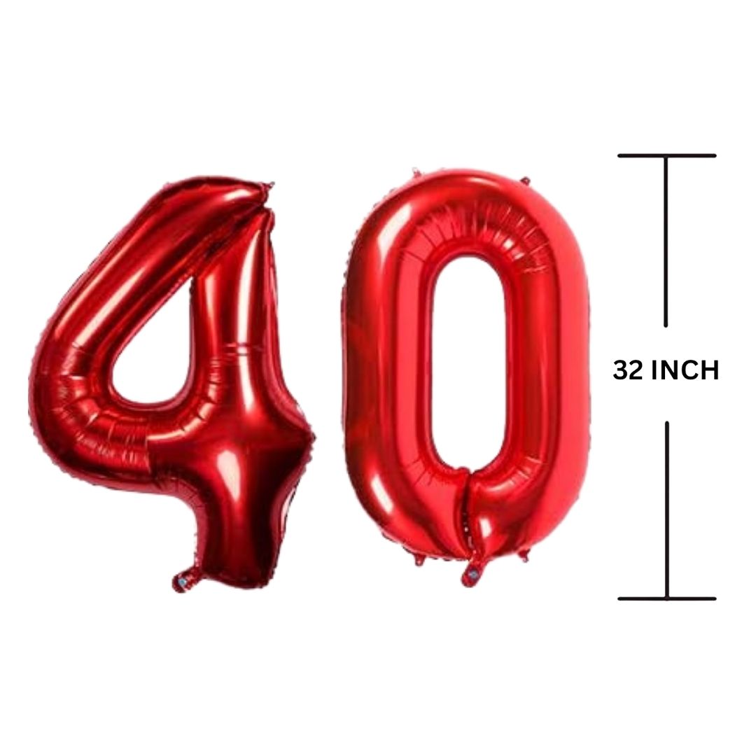 32 Inches RED Number Balloon Air or Helium Compactable Balloon for Party Decoration, Birthday, Anniversary