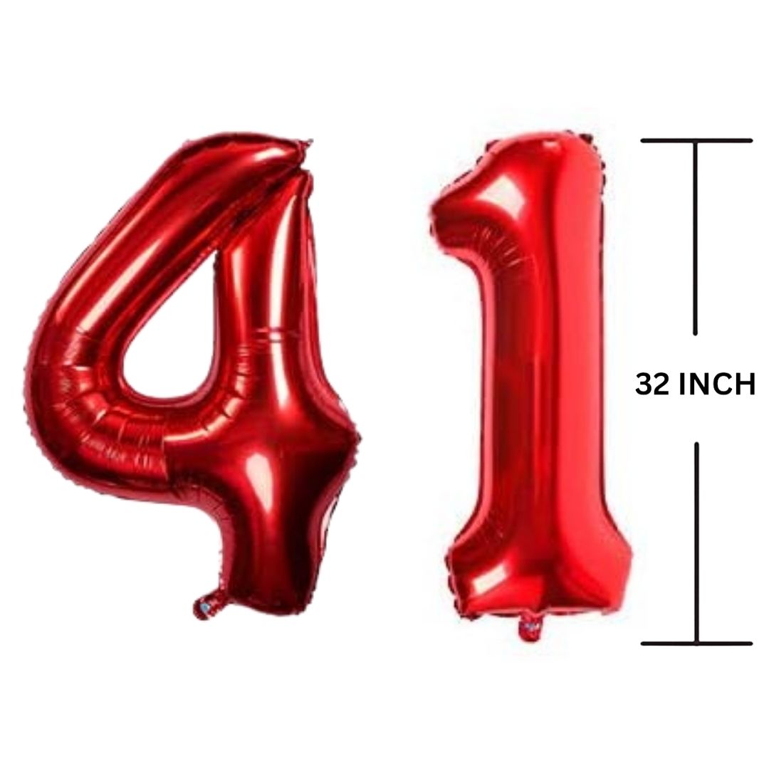 32 Inches RED Number Balloon Air or Helium Compactable Balloon for Party Decoration, Birthday, Anniversary