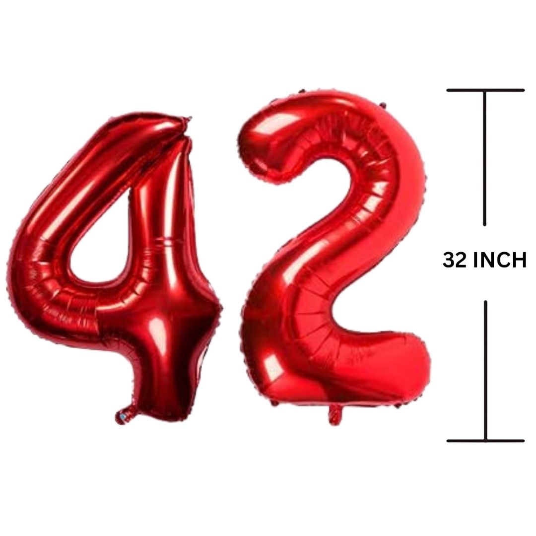 32 Inches RED Number Balloon Air or Helium Compactable Balloon for Party Decoration, Birthday, Anniversary