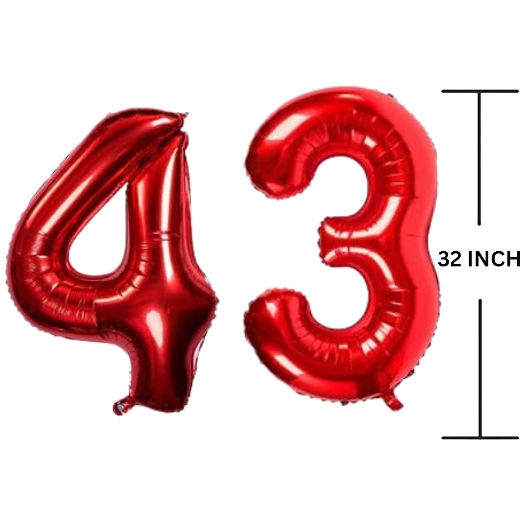 32 Inches RED Number Balloon Air or Helium Compactable Balloon for Party Decoration, Birthday, Anniversary