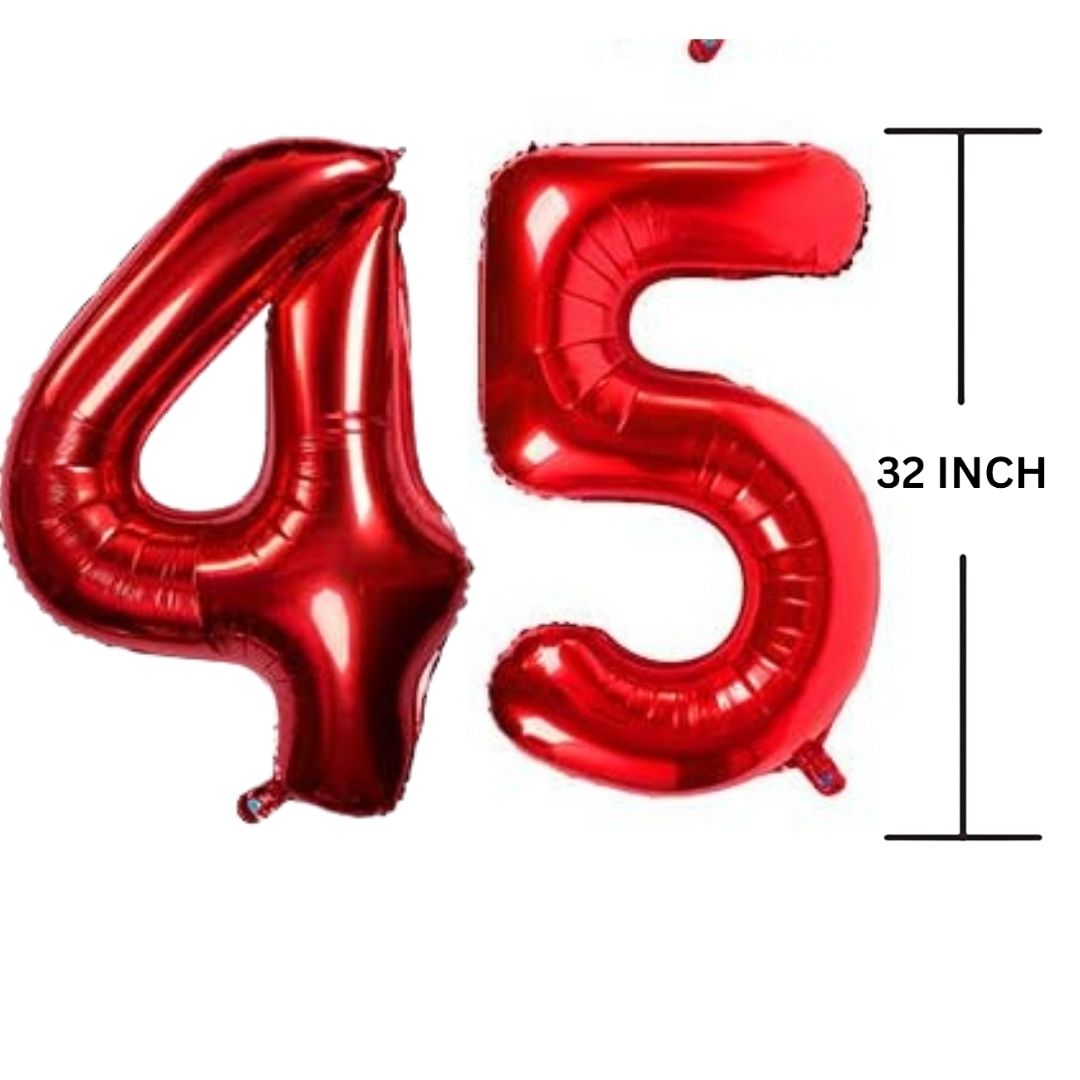 32 Inches RED Number Balloon Air or Helium Compactable Balloon for Party Decoration, Birthday, Anniversary