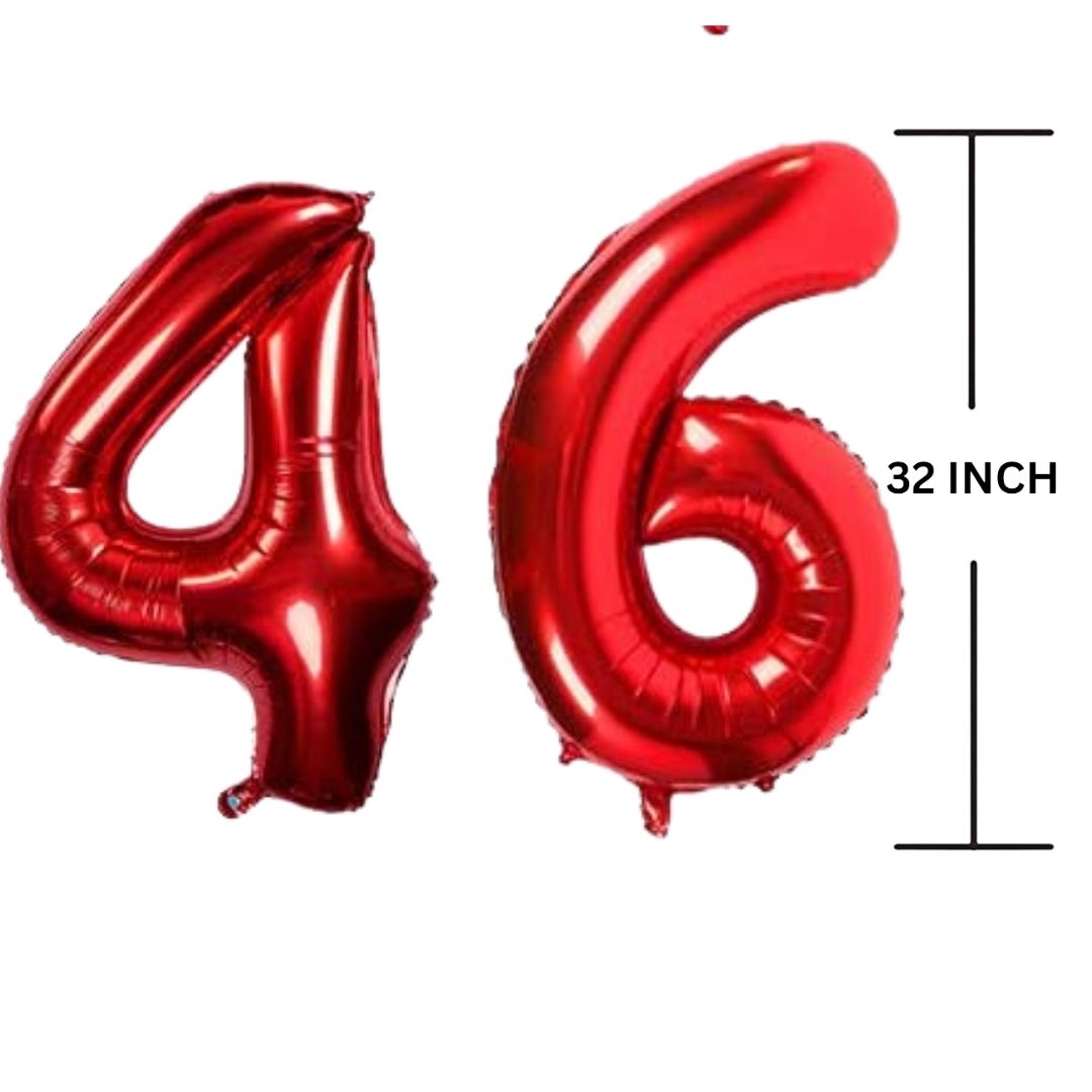 32 Inches RED Number Balloon Air or Helium Compactable Balloon for Party Decoration, Birthday, Anniversary