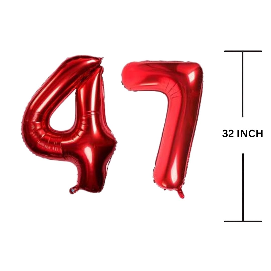 32 Inches RED Number Balloon Air or Helium Compactable Balloon for Party Decoration, Birthday, Anniversary