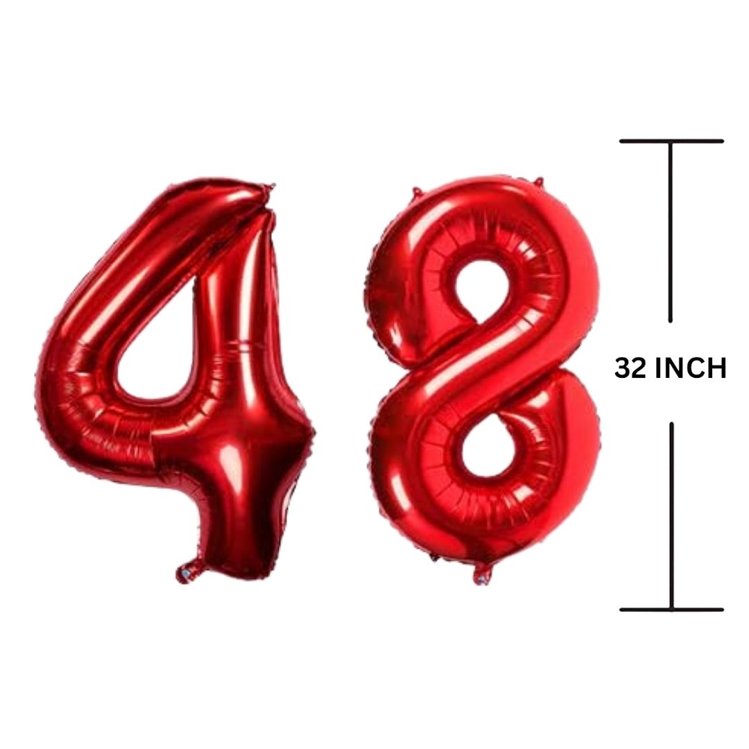 32 Inches RED Number Balloon Air or Helium Compactable Balloon for Party Decoration, Birthday, Anniversary