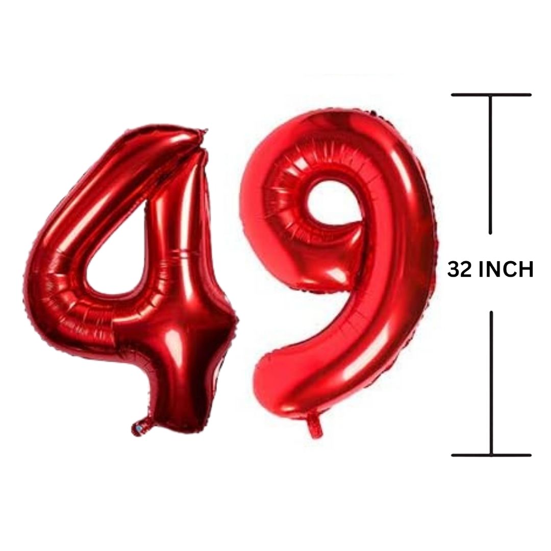 32 Inches RED Number Balloon Air or Helium Compactable Balloon for Party Decoration, Birthday, Anniversary