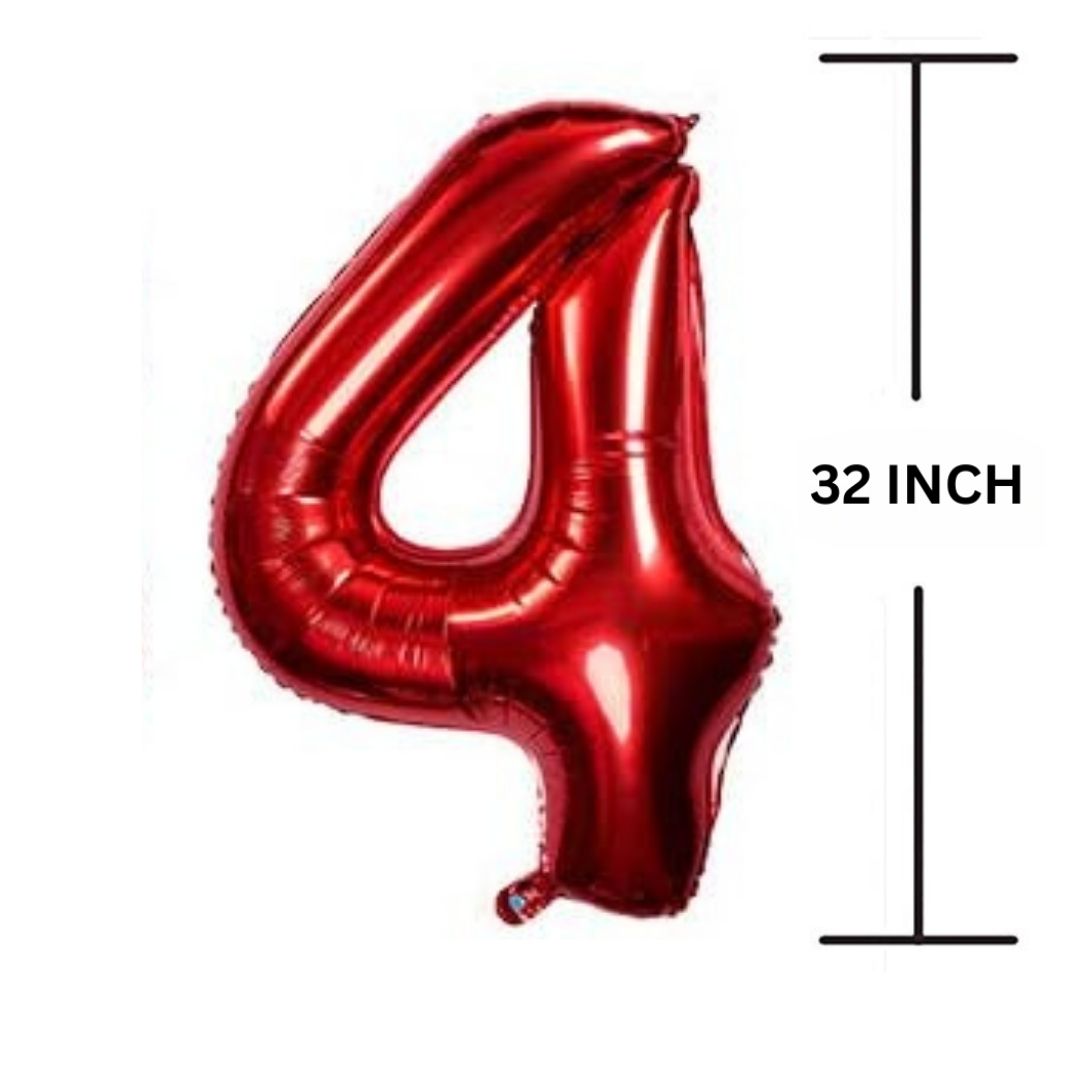 32 Inches RED Number Balloon Air or Helium Compactable Balloon for Party Decoration, Birthday, Anniversary