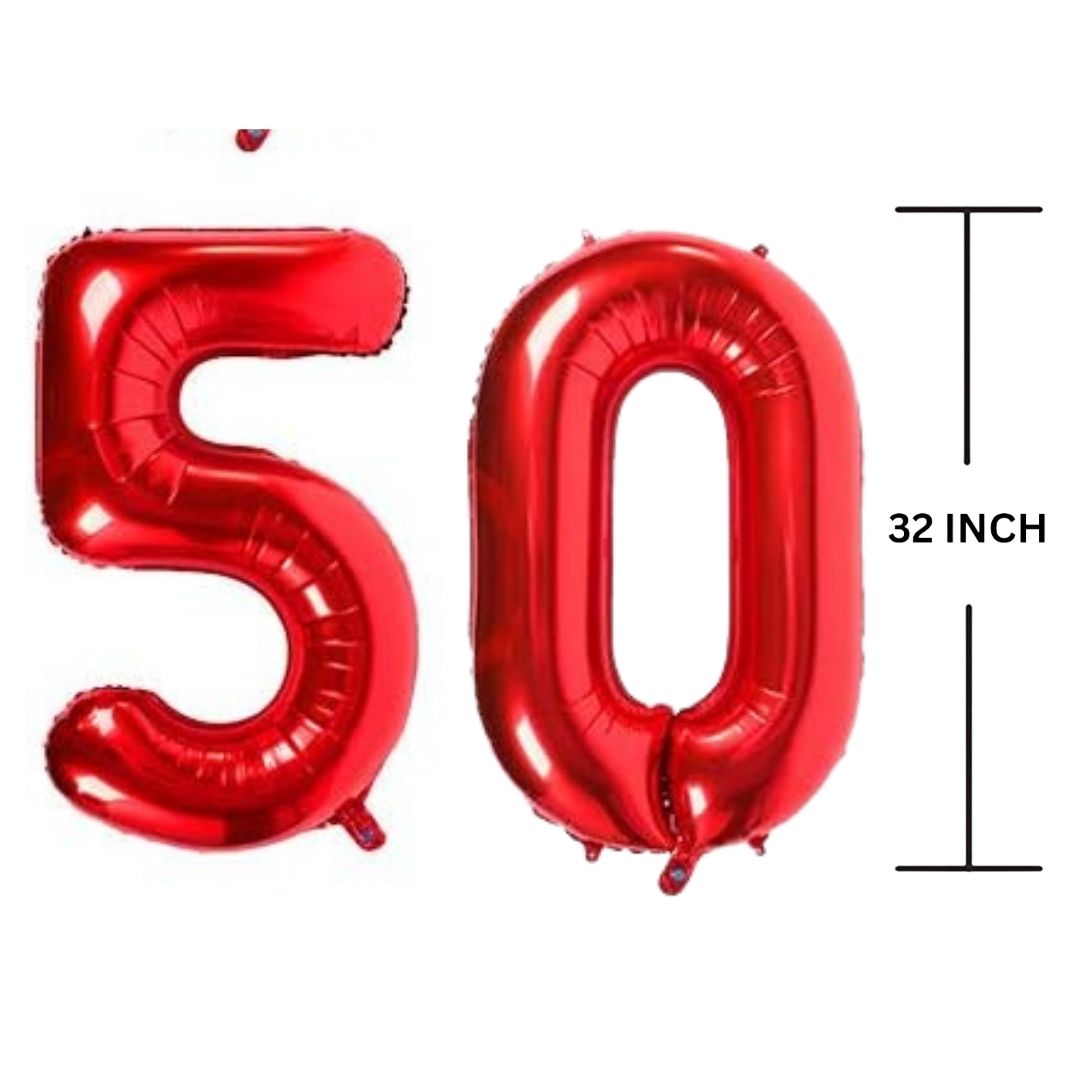 32 Inches RED Number Balloon Air or Helium Compactable Balloon for Party Decoration, Birthday, Anniversary