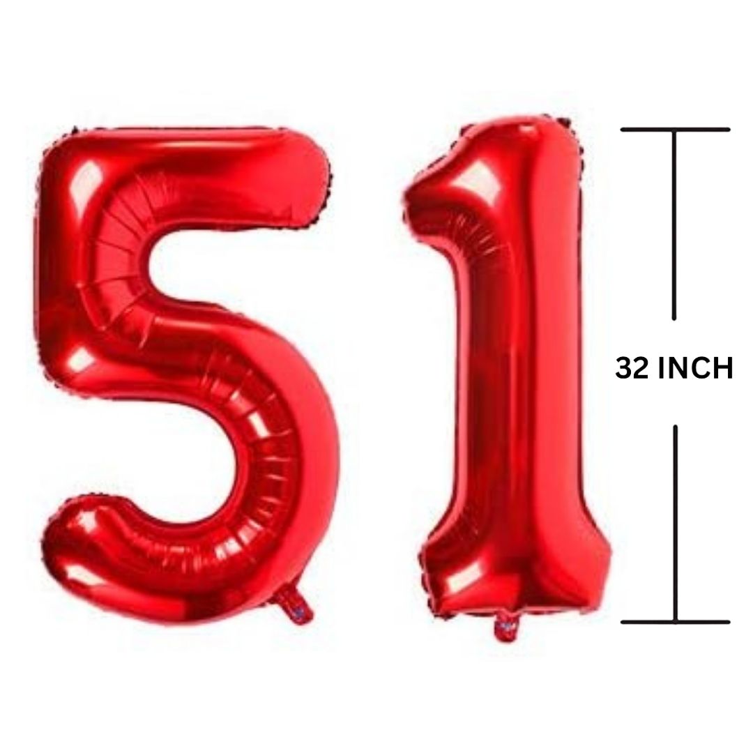 32 Inches RED Number Balloon Air or Helium Compactable Balloon for Party Decoration, Birthday, Anniversary