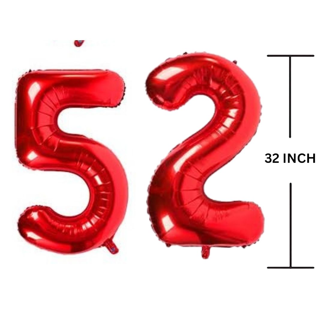 32 Inches RED Number Balloon Air or Helium Compactable Balloon for Party Decoration, Birthday, Anniversary