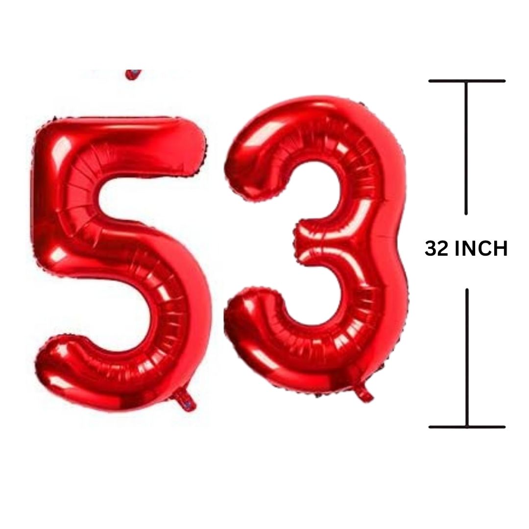 32 Inches RED Number Balloon Air or Helium Compactable Balloon for Party Decoration, Birthday, Anniversary