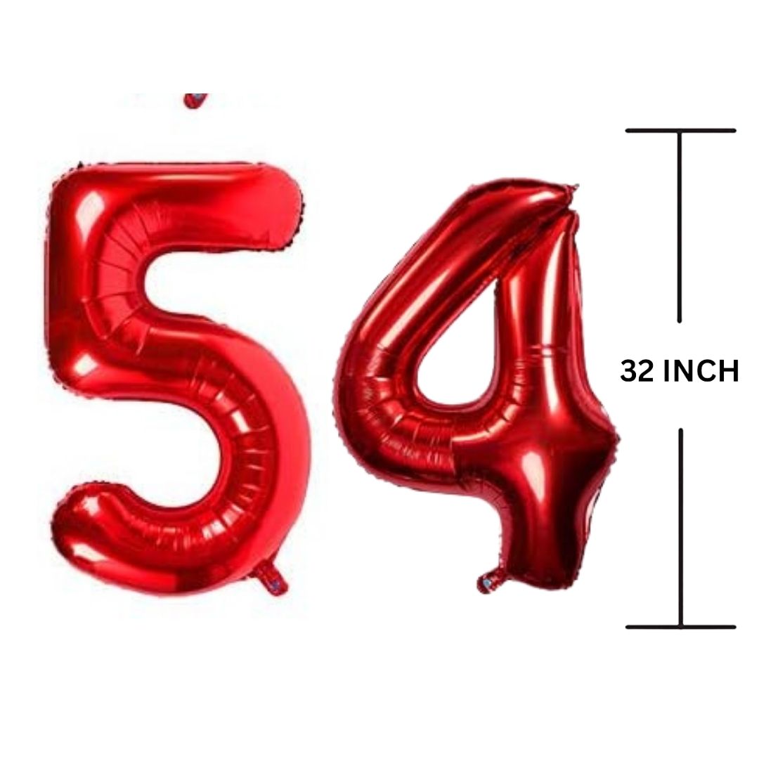 32 Inches RED Number Balloon Air or Helium Compactable Balloon for Party Decoration, Birthday, Anniversary