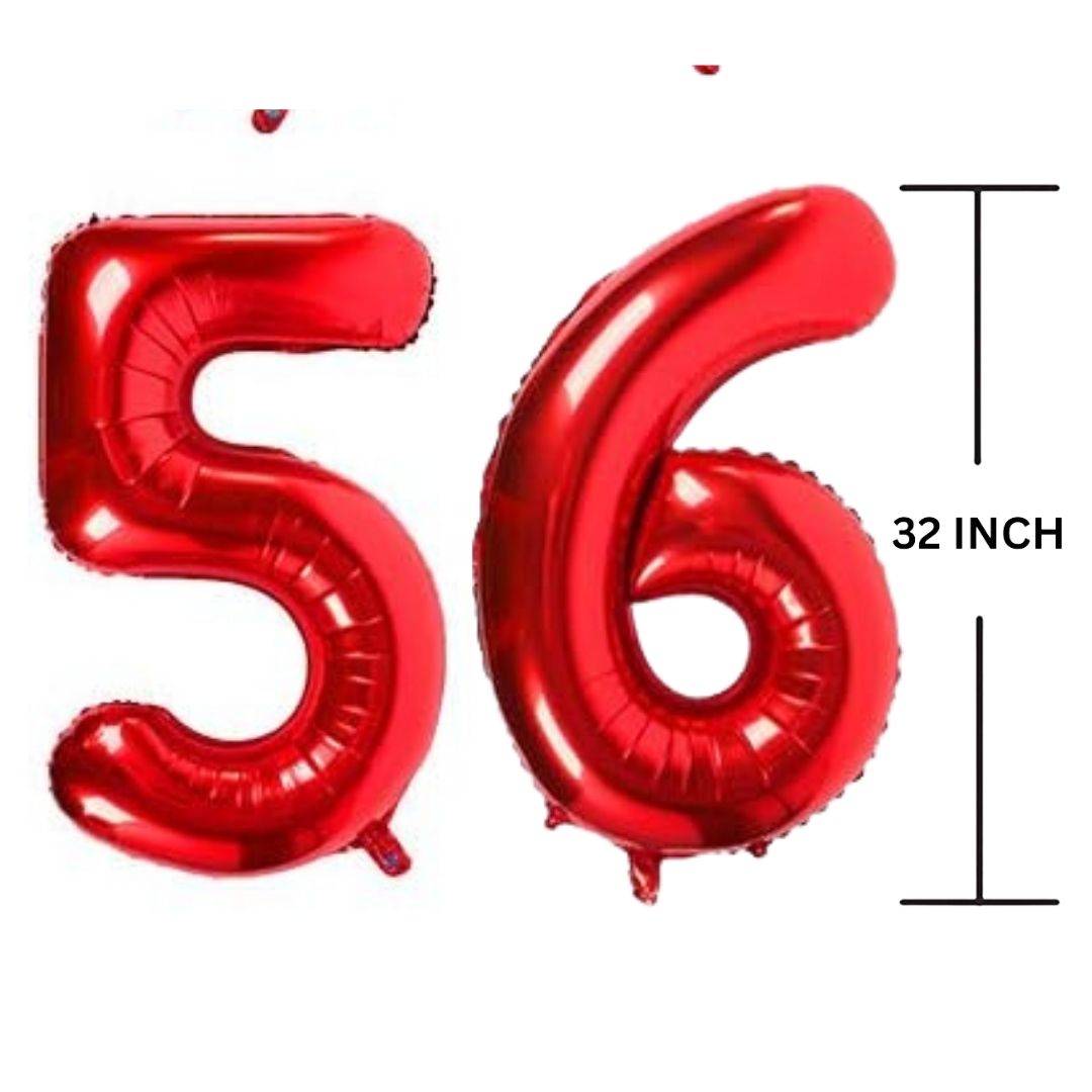 32 Inches RED Number Balloon Air or Helium Compactable Balloon for Party Decoration, Birthday, Anniversary