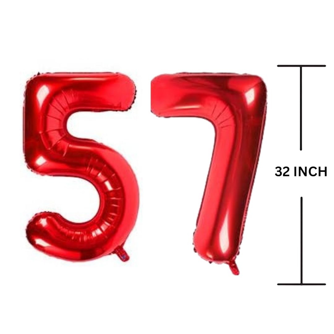 32 Inches RED Number Balloon Air or Helium Compactable Balloon for Party Decoration, Birthday, Anniversary