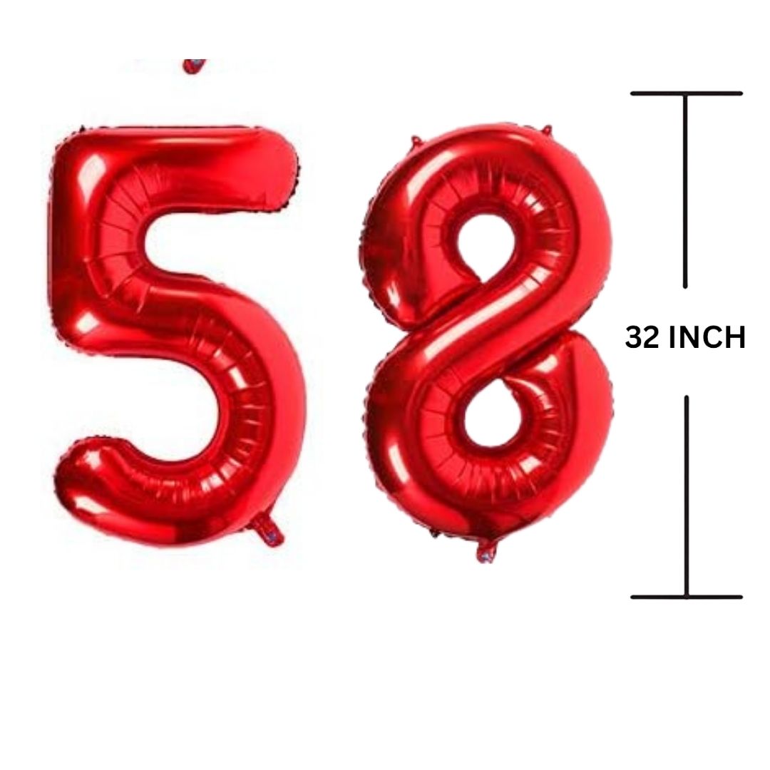 32 Inches RED Number Balloon Air or Helium Compactable Balloon for Party Decoration, Birthday, Anniversary