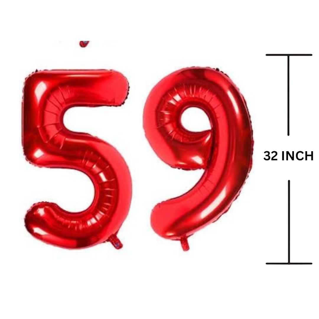 32 Inches RED Number Balloon Air or Helium Compactable Balloon for Party Decoration, Birthday, Anniversary