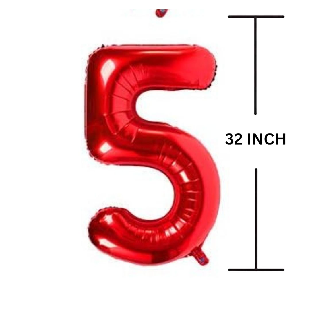 32 Inches RED Number Balloon Air or Helium Compactable Balloon for Party Decoration, Birthday, Anniversary