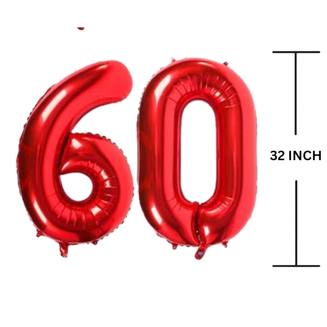 32 Inches RED Number Balloon Air or Helium Compactable Balloon for Party Decoration, Birthday, Anniversary