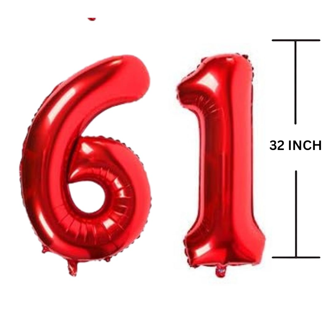 32 Inches RED Number Balloon Air or Helium Compactable Balloon for Party Decoration, Birthday, Anniversary