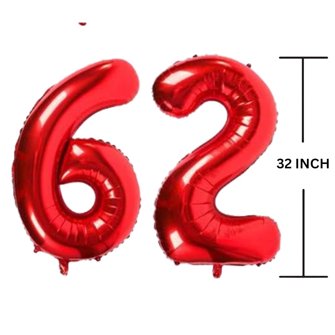 32 Inches RED Number Balloon Air or Helium Compactable Balloon for Party Decoration, Birthday, Anniversary