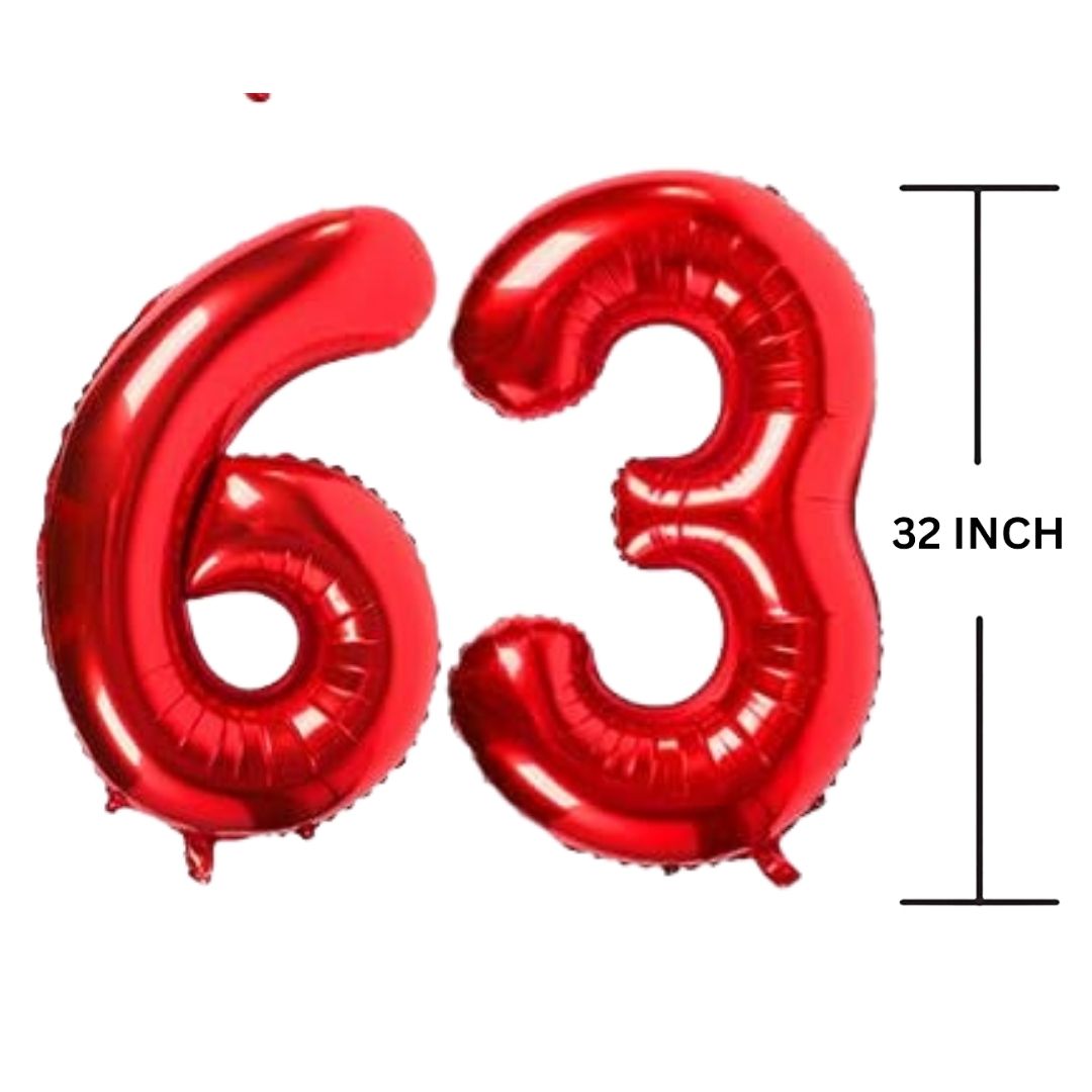 32 Inches RED Number Balloon Air or Helium Compactable Balloon for Party Decoration, Birthday, Anniversary