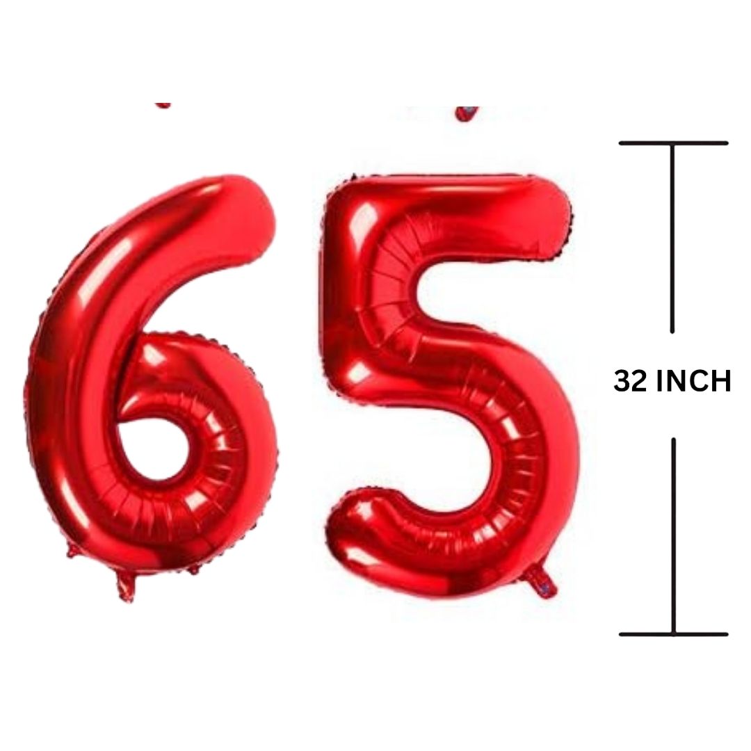 32 Inches RED Number Balloon Air or Helium Compactable Balloon for Party Decoration, Birthday, Anniversary