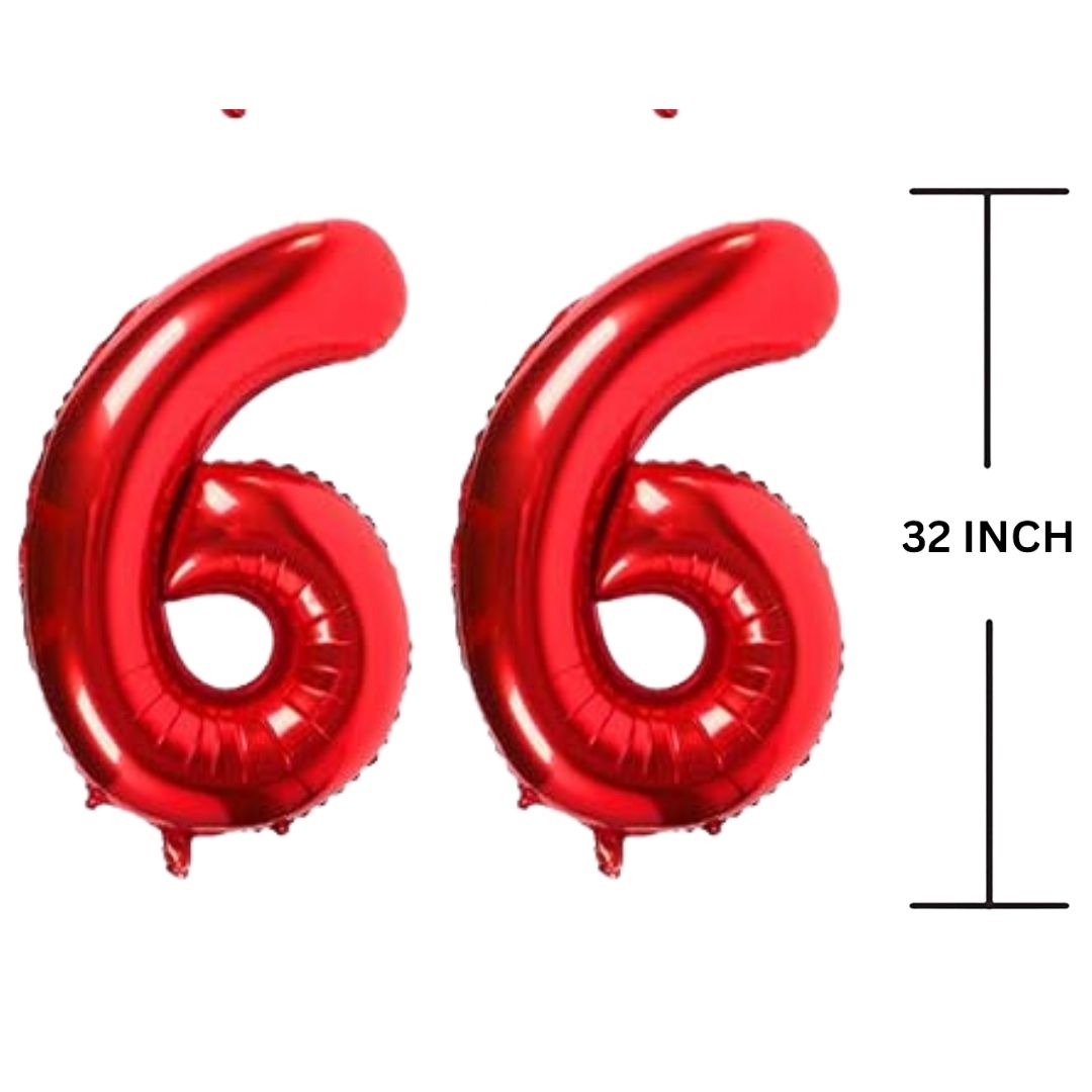 32 Inches RED Number Balloon Air or Helium Compactable Balloon for Party Decoration, Birthday, Anniversary