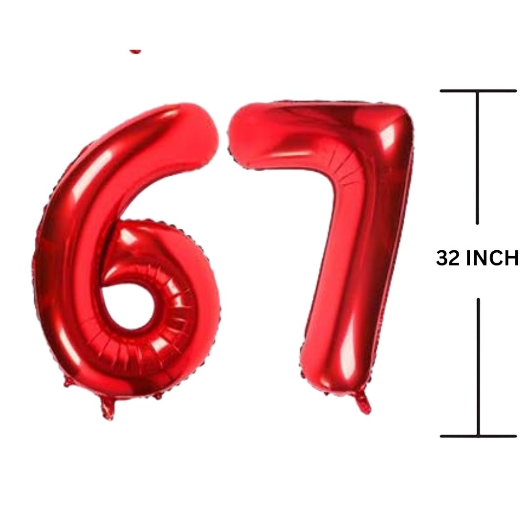 32 Inches RED Number Balloon Air or Helium Compactable Balloon for Party Decoration, Birthday, Anniversary