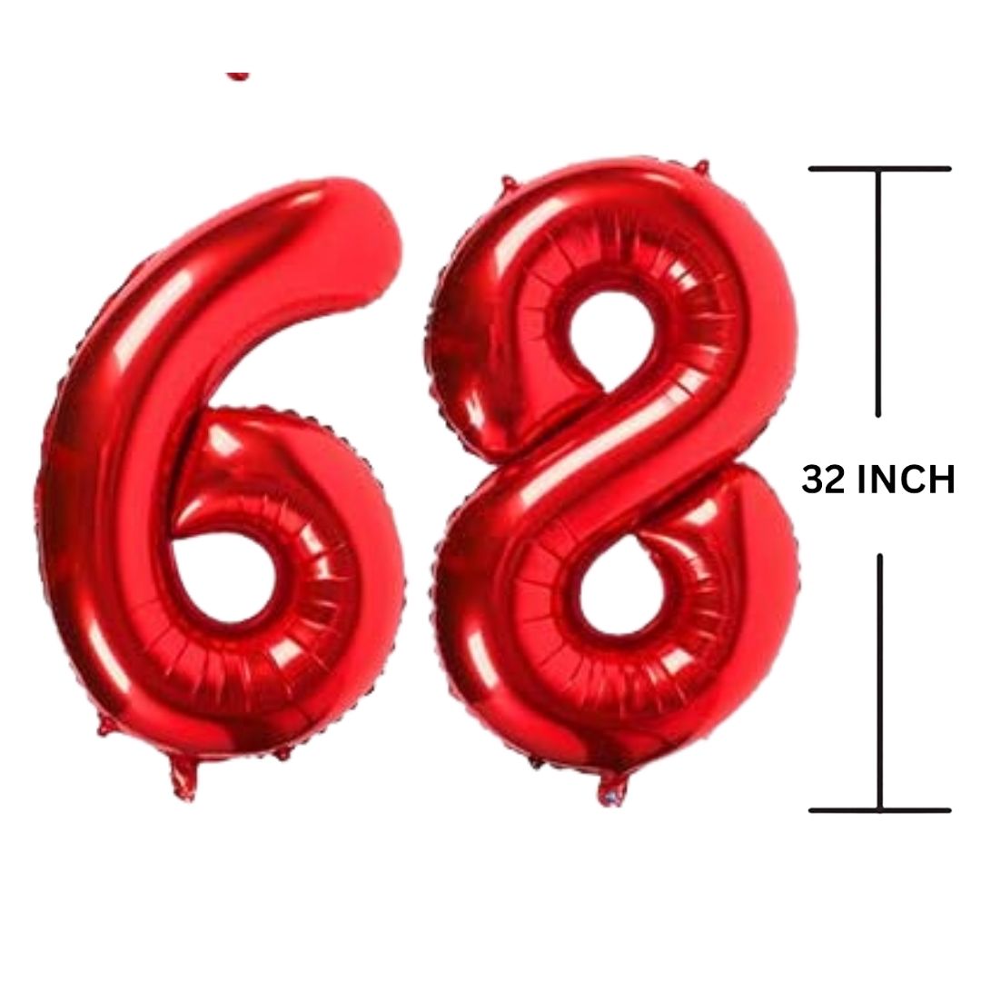 32 Inches RED Number Balloon Air or Helium Compactable Balloon for Party Decoration, Birthday, Anniversary