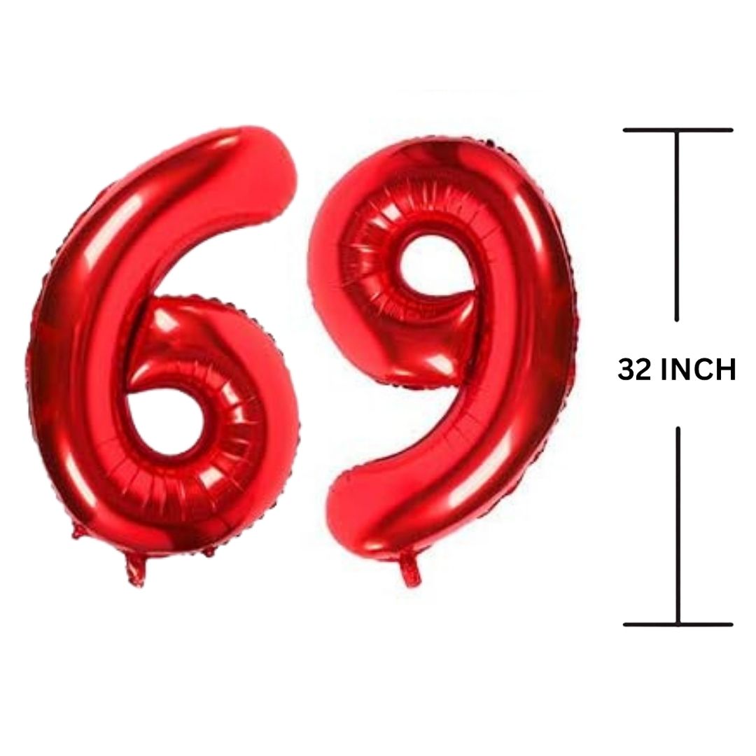 32 Inches RED Number Balloon Air or Helium Compactable Balloon for Party Decoration, Birthday, Anniversary