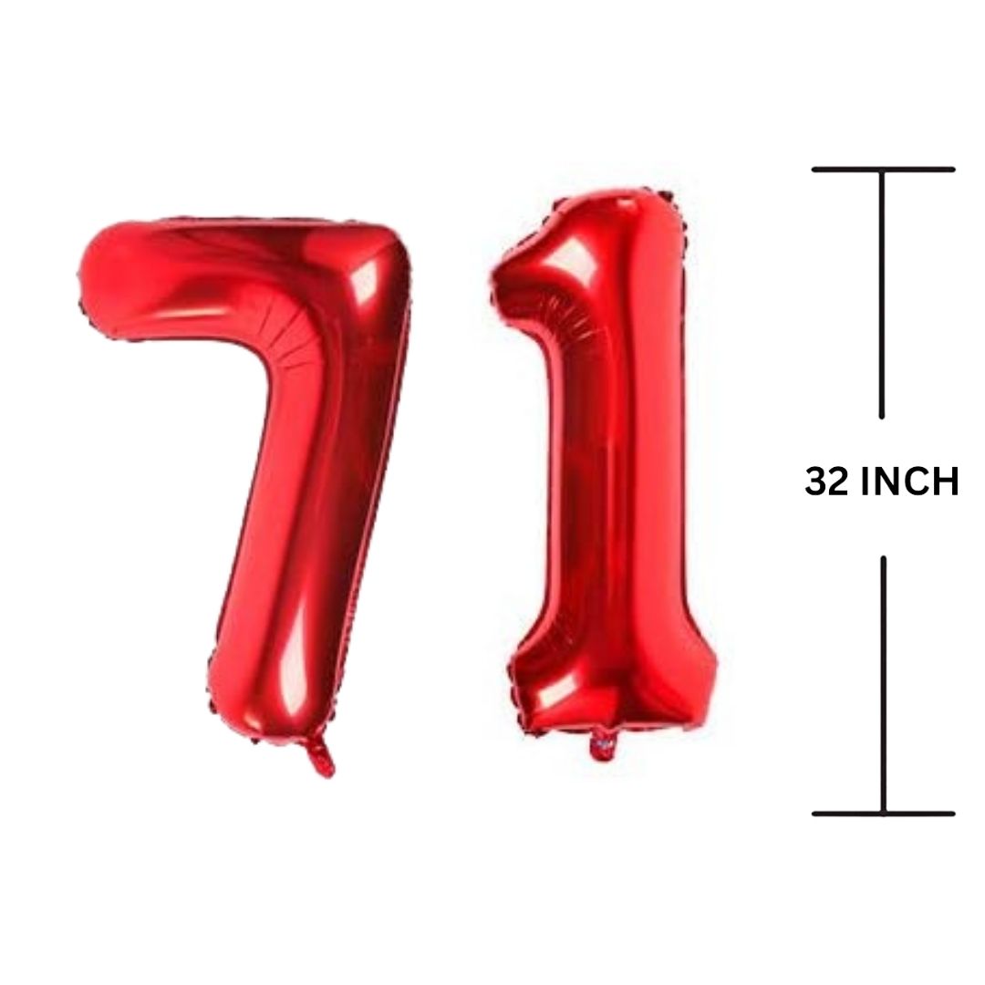 32 Inches RED Number Balloon Air or Helium Compactable Balloon for Party Decoration, Birthday, Anniversary