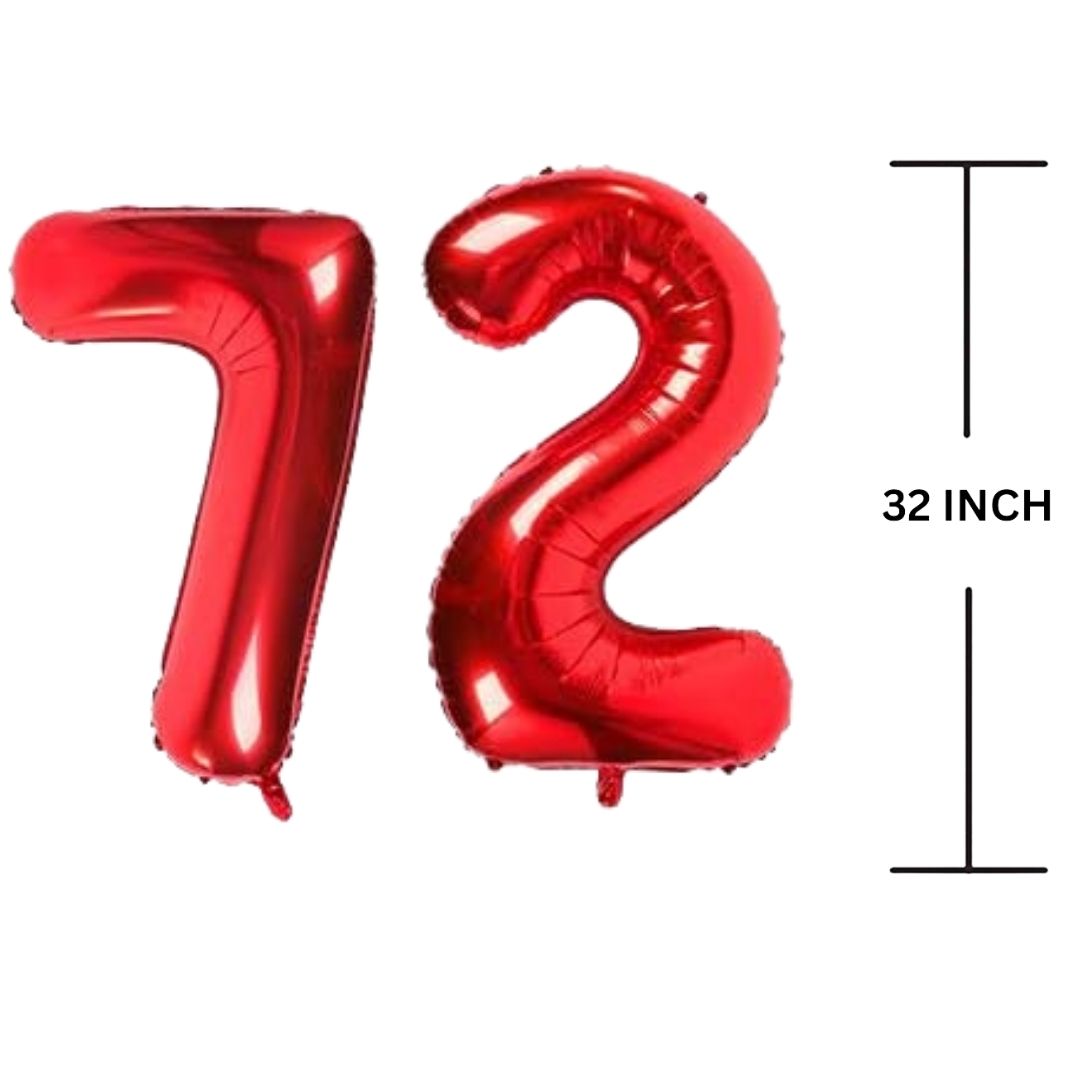 32 Inches RED Number Balloon Air or Helium Compactable Balloon for Party Decoration, Birthday, Anniversary