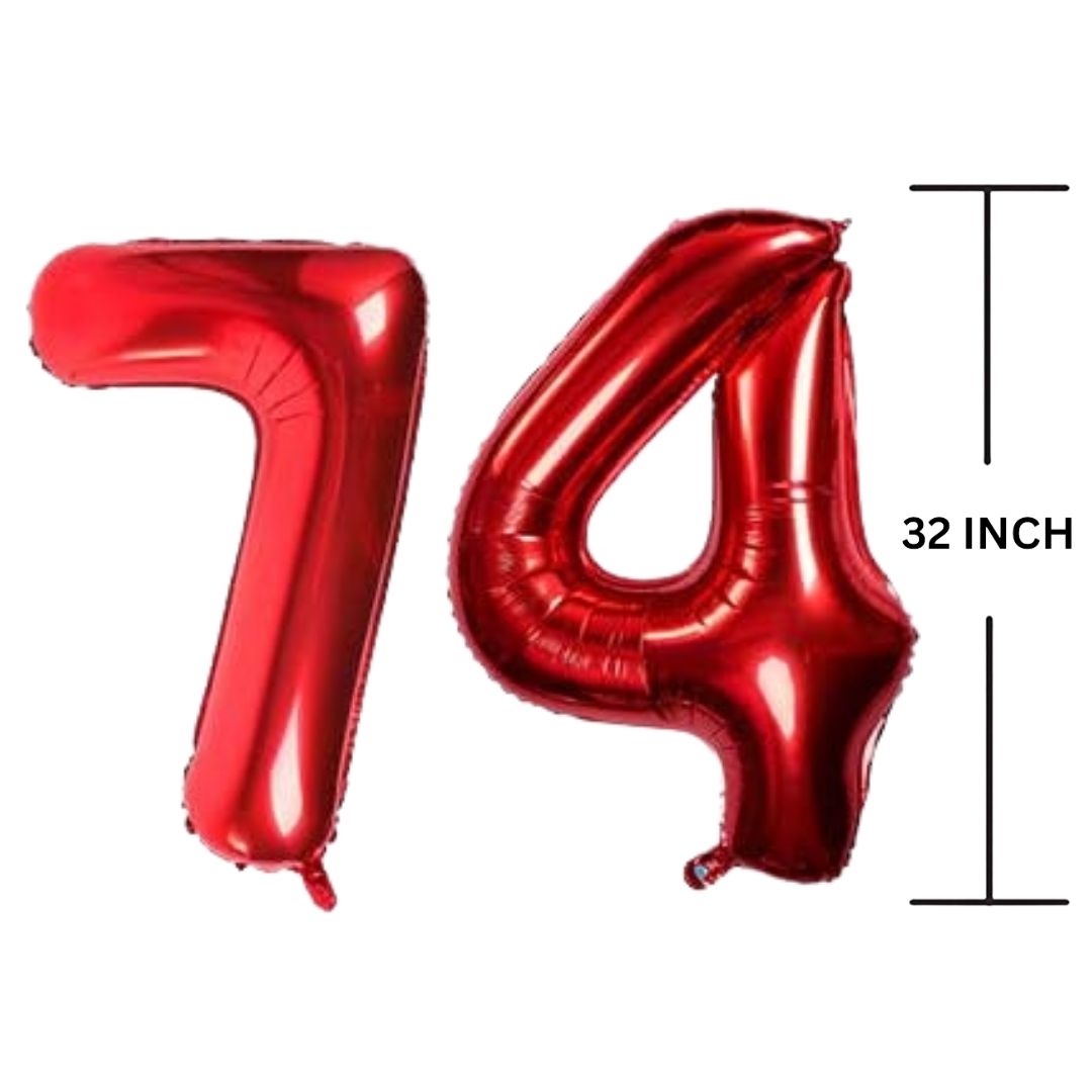 32 Inches RED Number Balloon Air or Helium Compactable Balloon for Party Decoration, Birthday, Anniversary