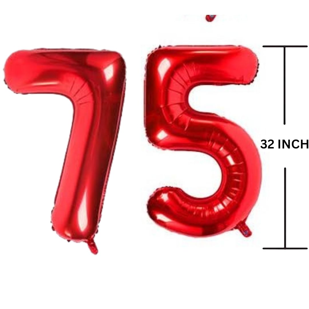 32 Inches RED Number Balloon Air or Helium Compactable Balloon for Party Decoration, Birthday, Anniversary