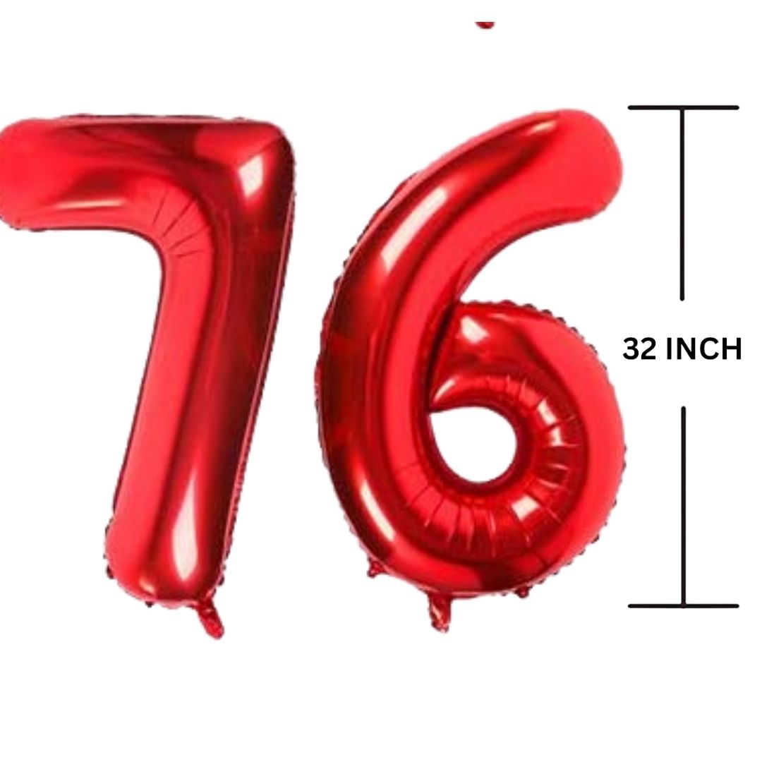 32 Inches RED Number Balloon Air or Helium Compactable Balloon for Party Decoration, Birthday, Anniversary