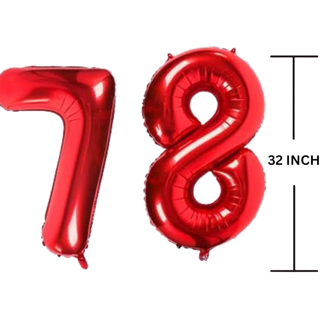 32 Inches RED Number Balloon Air or Helium Compactable Balloon for Party Decoration, Birthday, Anniversary